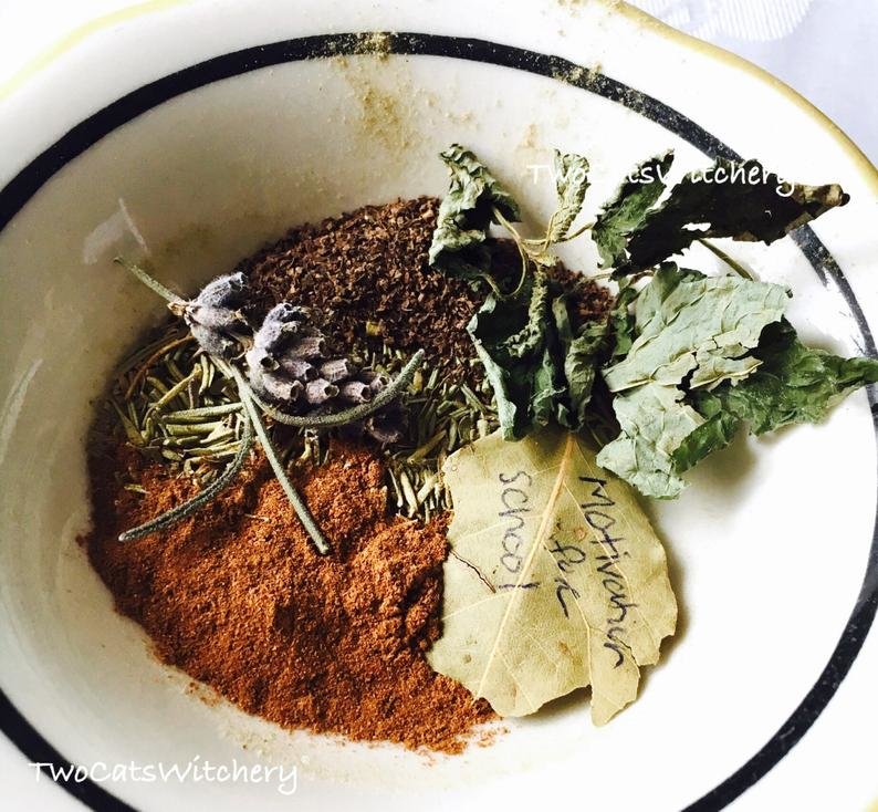 Motivation Spell Herbs in a bowl